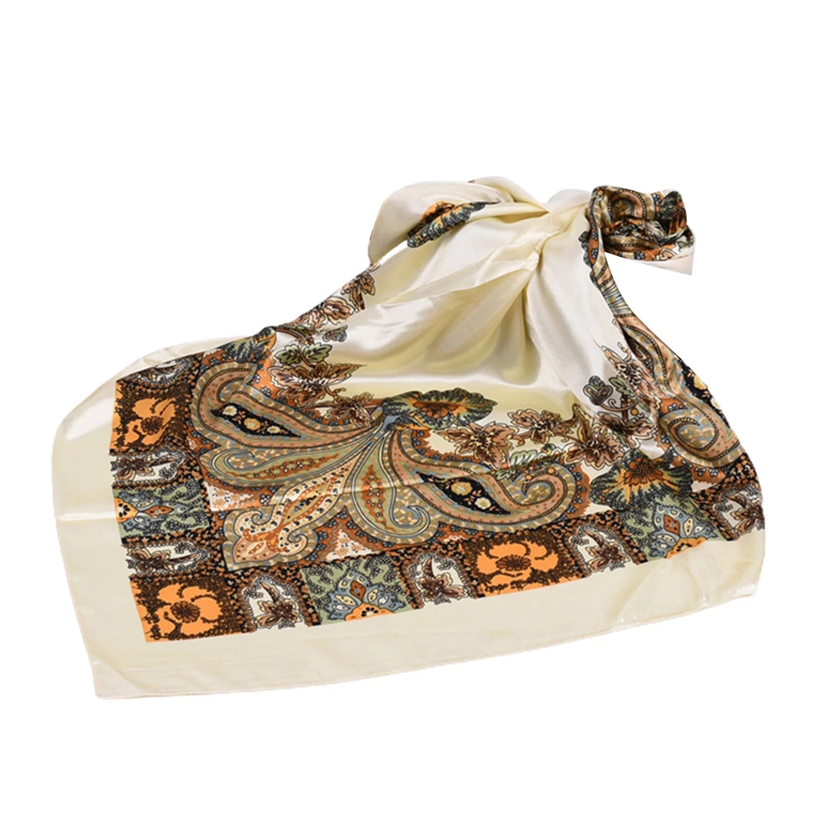 Big Cashew Flower Print Head Scarves Hair Scarf Silk Hair Cashew Square Scarves Neckerchief for Women Girls Hairstyles