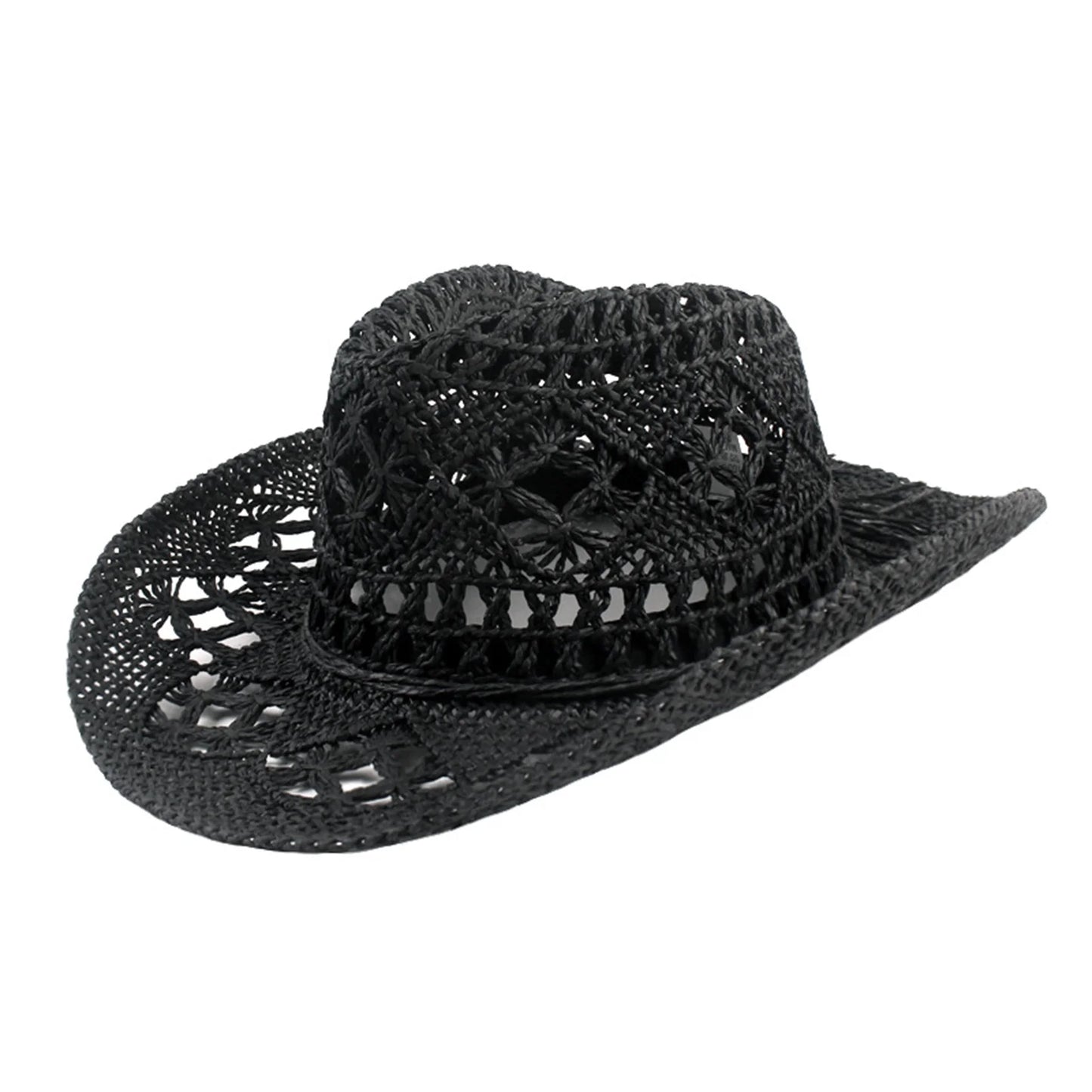 Straw Cowboy Hat Wide Brim Sun Hat Cowgirl Summer Panama Hat Men Women Sombrero Travel Outdoor Family Hat